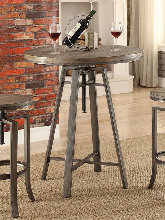 Bartlett Round 32-inch Adjustable Bar Table Brushed Nutmeg