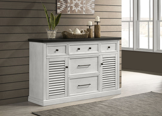 Aventine 5-drawer Sideboard Buffet Cabinet Vintage White