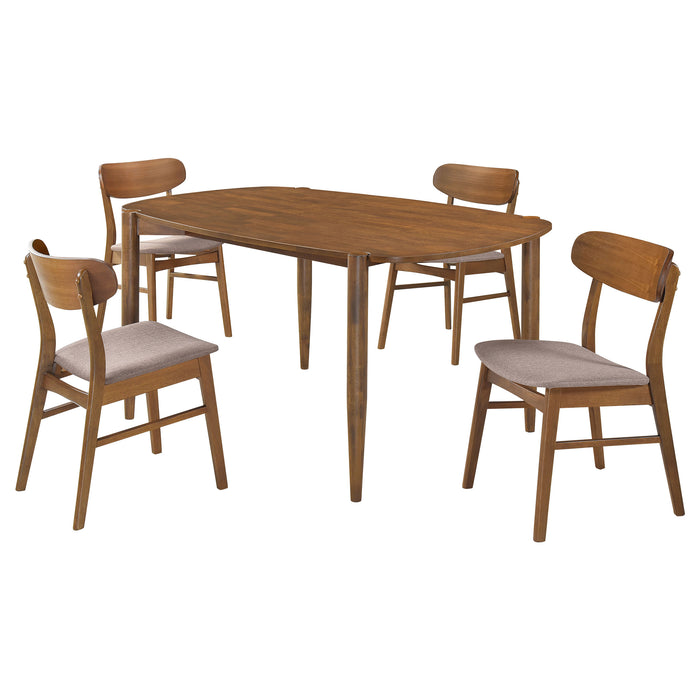 Dortch 5-piece Oval Solid Wood Dining Set Walnut