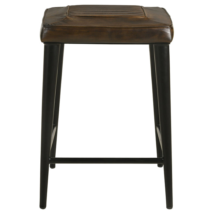 Alvaro Leather Upholstered Counter Stool Brown (Set of 2)