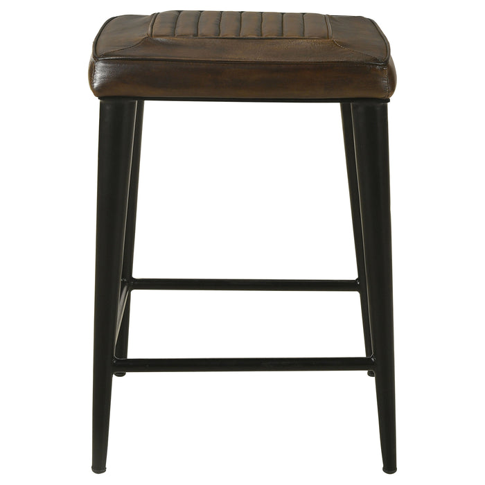 Alvaro Leather Upholstered Counter Stool Brown (Set of 2)