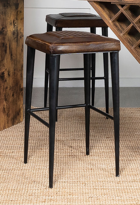 Alvaro Leather Upholstered Bar Stool Brown (Set of 2)