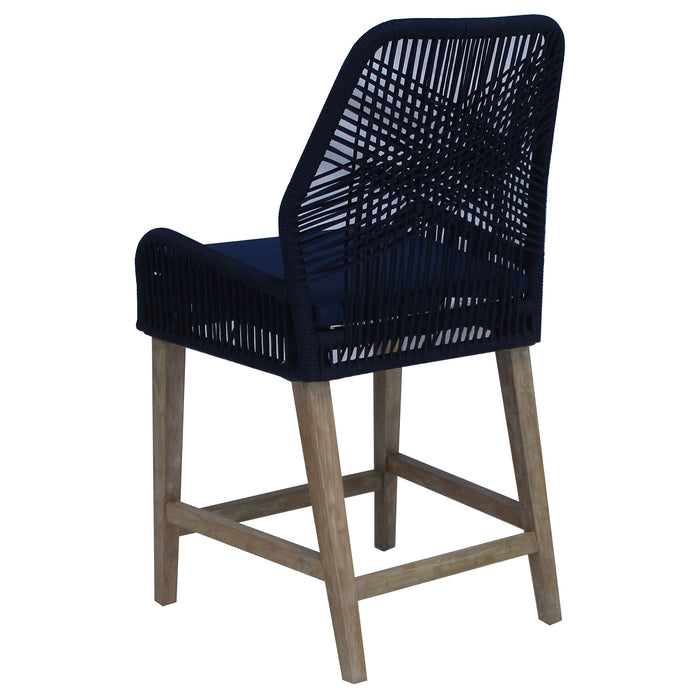 Nakia Woven Rope Counter Chair with Cushion Navy (Set of 2)