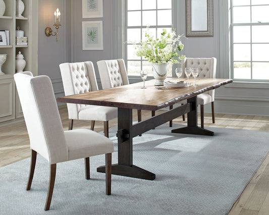 Bexley Rectangular Live Edge Dining Set Natural Honey and Espresso