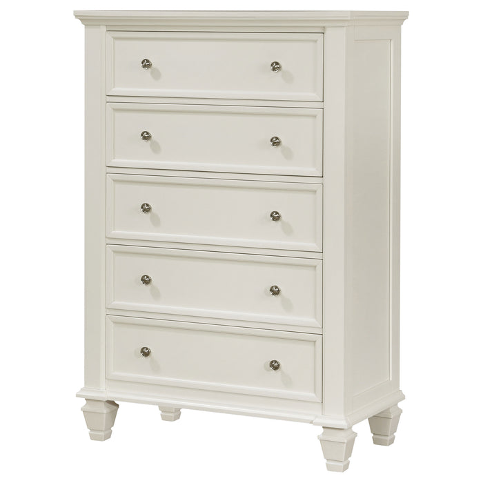 Sandy Beach 5-drawer Bedroom Chest Cream White