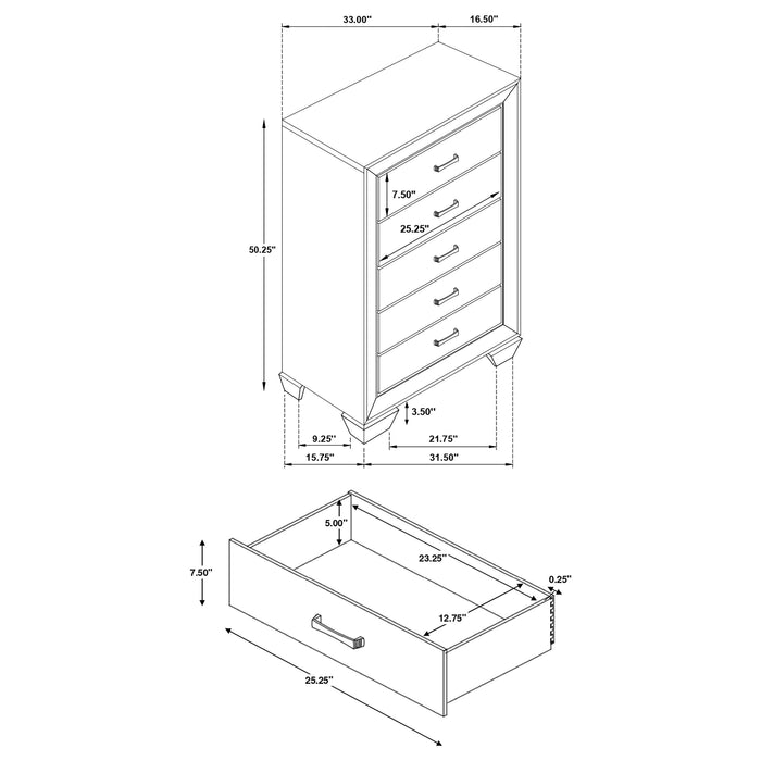 Kauffman 5-drawer Bedroom Chest Dark Cocoa