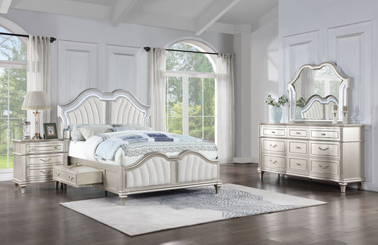 Evangeline 4-piece California King Bedroom Set Silver Oak