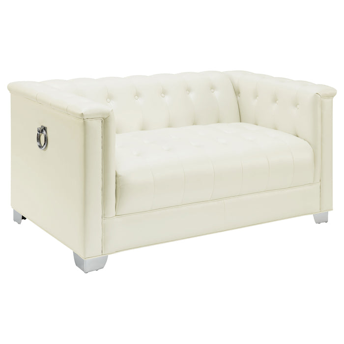 Chaviano 3-piece Upholstered Track Arm Sofa Set Pearl White