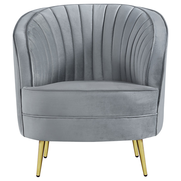 Sophia Upholstered Channel Tufted Barrel Accent Chair Grey