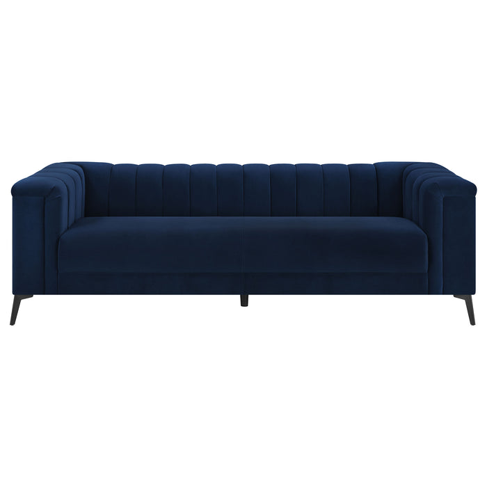 Chalet 3-piece Upholstered Tuxedo Arm Tufted Sofa Set Blue