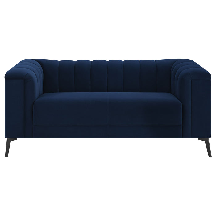 Chalet 3-piece Upholstered Tuxedo Arm Tufted Sofa Set Blue