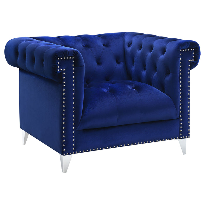 Bleker 3-piece Upholstered Tuxedo Arm Tufted Sofa Set Blue