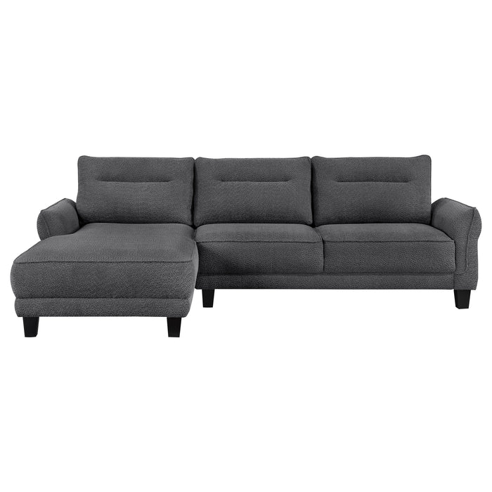 Caspian Upholstered Curved Arm Chaise Sectional Sofa Grey