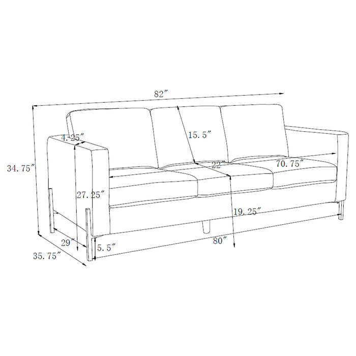 Tilly 2-piece Upholstered Track Arm Sofa Set Oatmeal