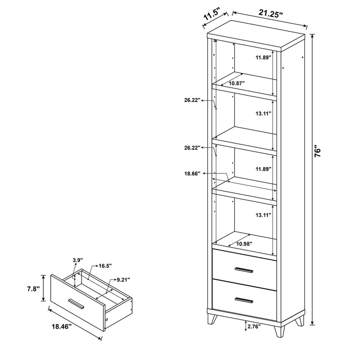 Lewes 4-shelf Engineered Wood Media Tower Cappuccino