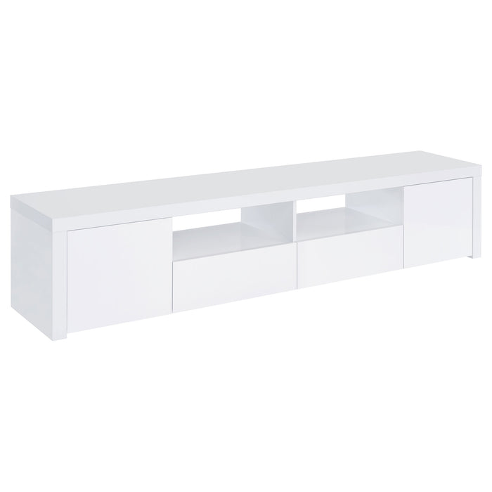 Jude 2-door Engineered Wood 79" TV Stand High Gloss White