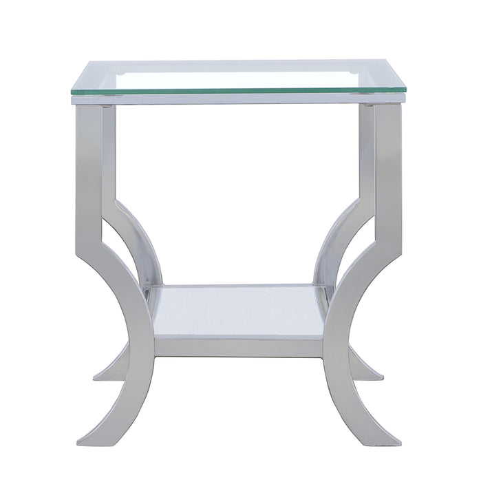 Saide Square Glass Top Side End Table Chrome