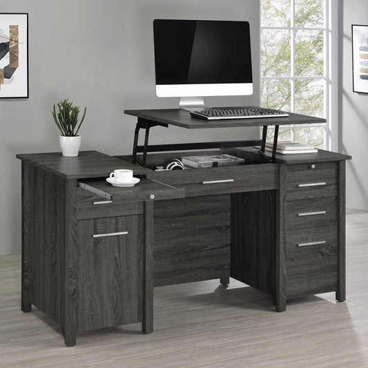 Dylan 60-inch 4-drawer Lift Top Office Desk Weathered Grey