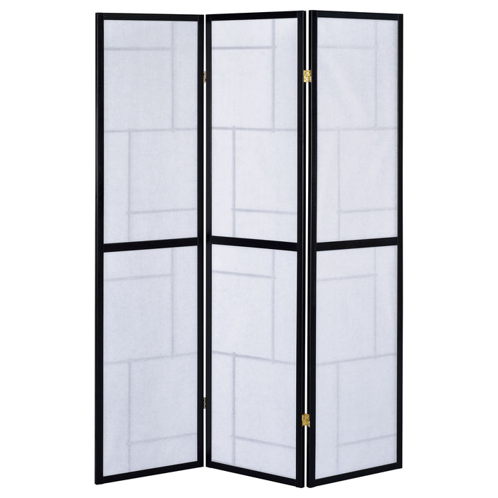 Damis 3-Panel Room Divider Folding Shoji Screen Black