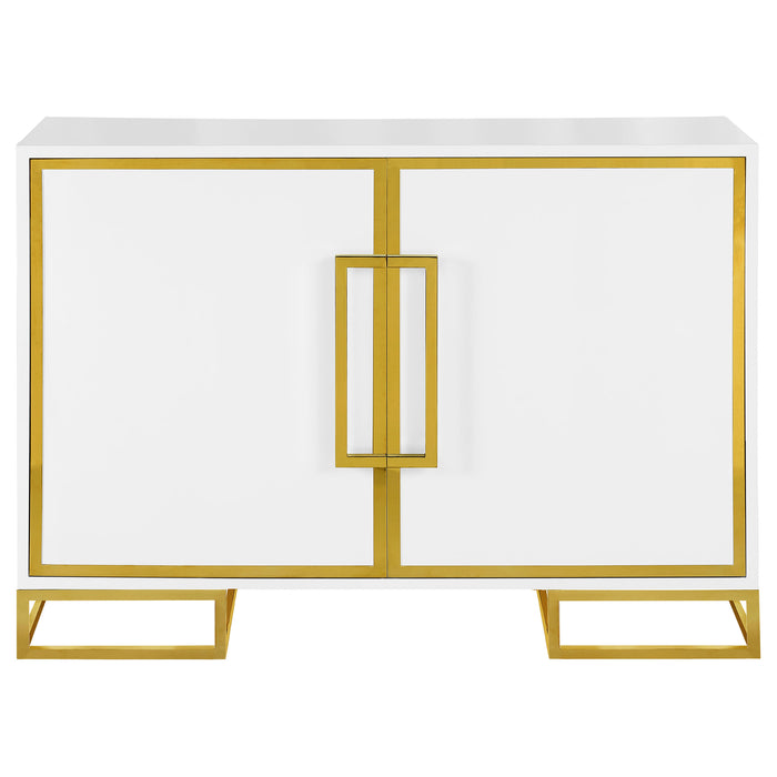 Elsa 2-door Wood Storage Accent Cabinet White and Gold