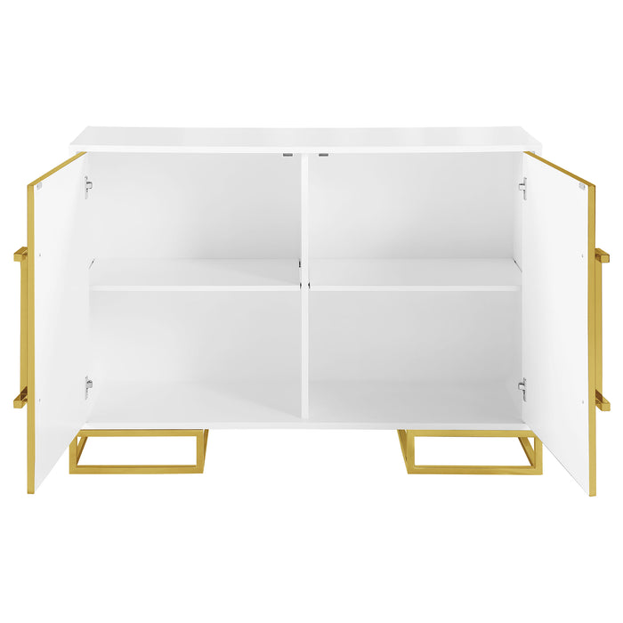 Elsa 2-door Wood Storage Accent Cabinet White and Gold