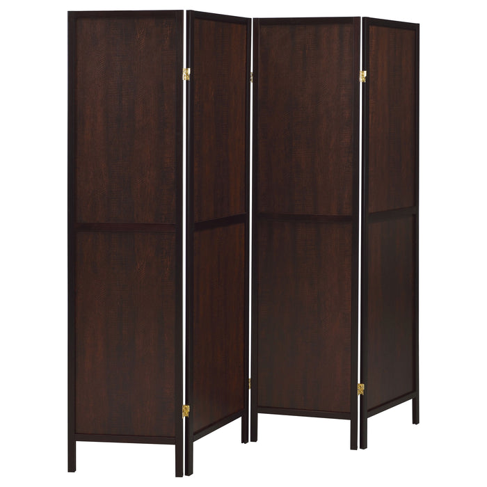 Deepika 4-Panel Room Divider Folding Screen Rustic Tobacco