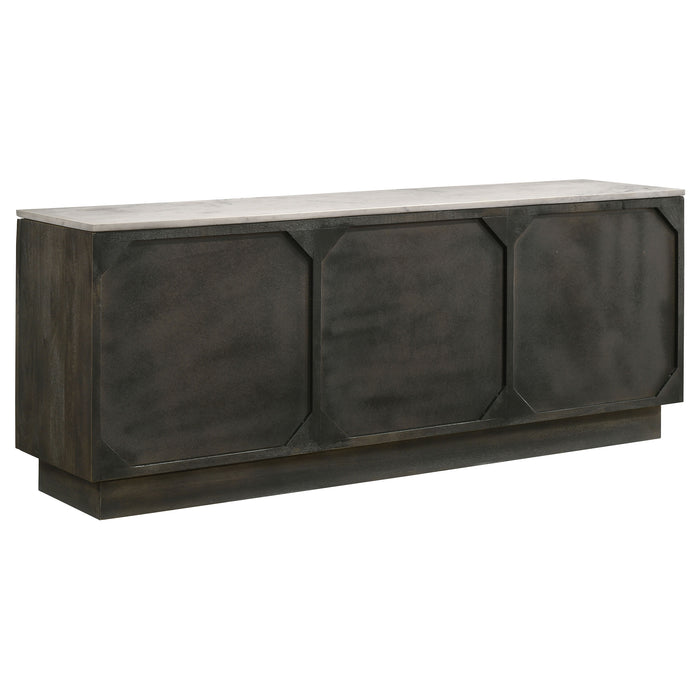 Dennis 3-door Marble Top Sideboard Buffet Tobacco Grey