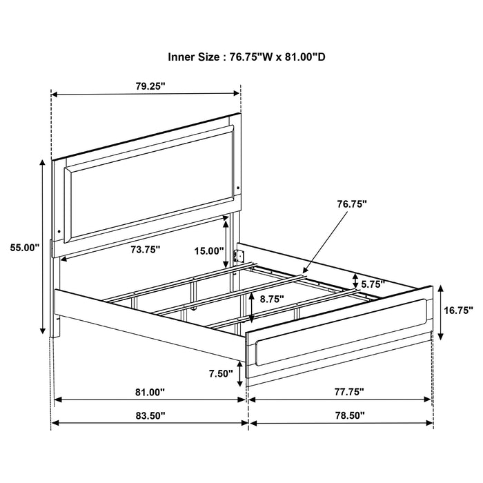 Caraway Wood Eastern King LED Panel Bed White