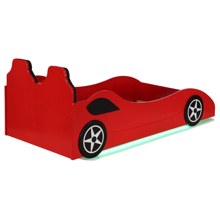 Cruiser Wood Twin LED Car Bed Red