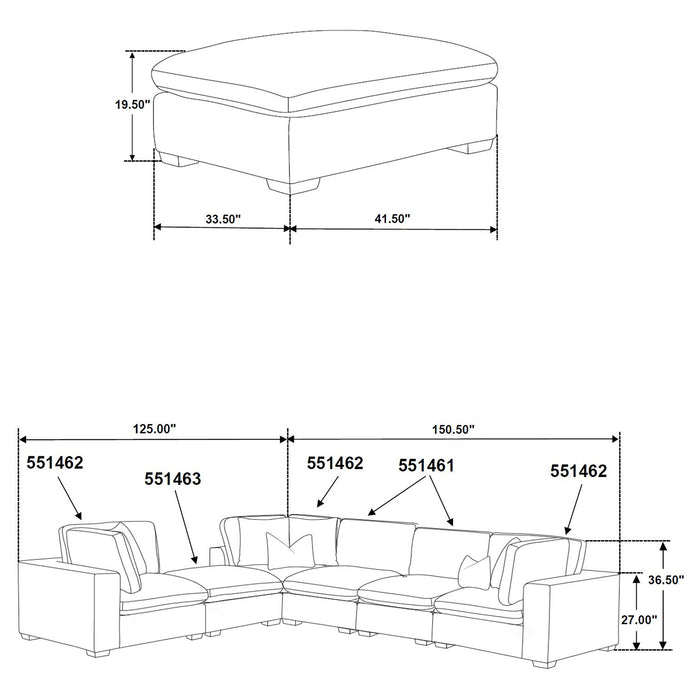 Lakeview 6-piece Upholstered Modular Sectional Sofa Ivory