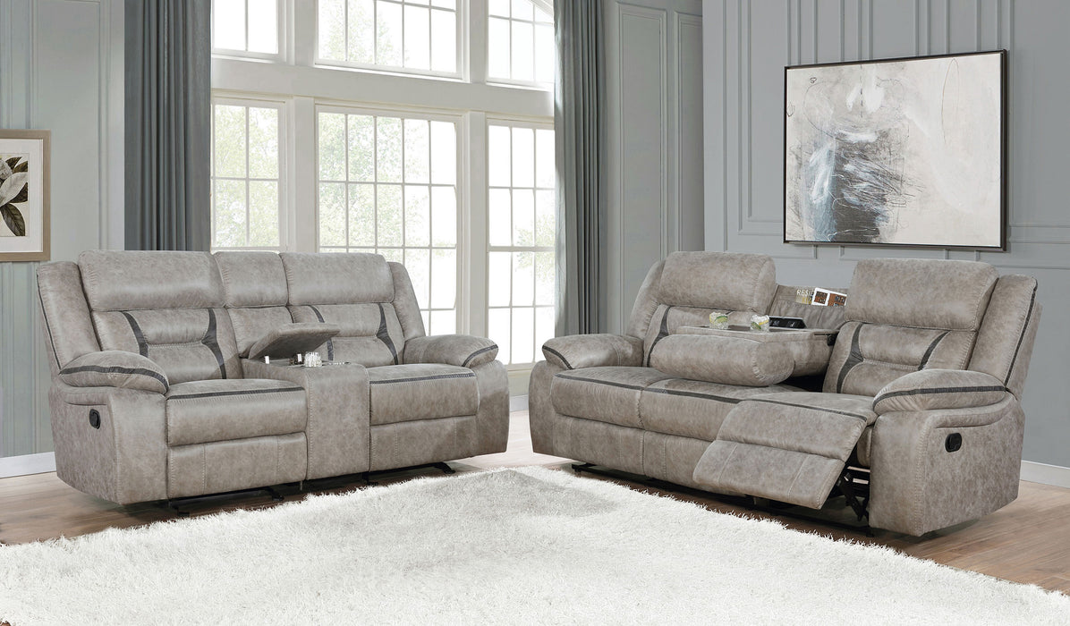 Greer 2-piece Upholstered Reclining Sofa Set Taupe