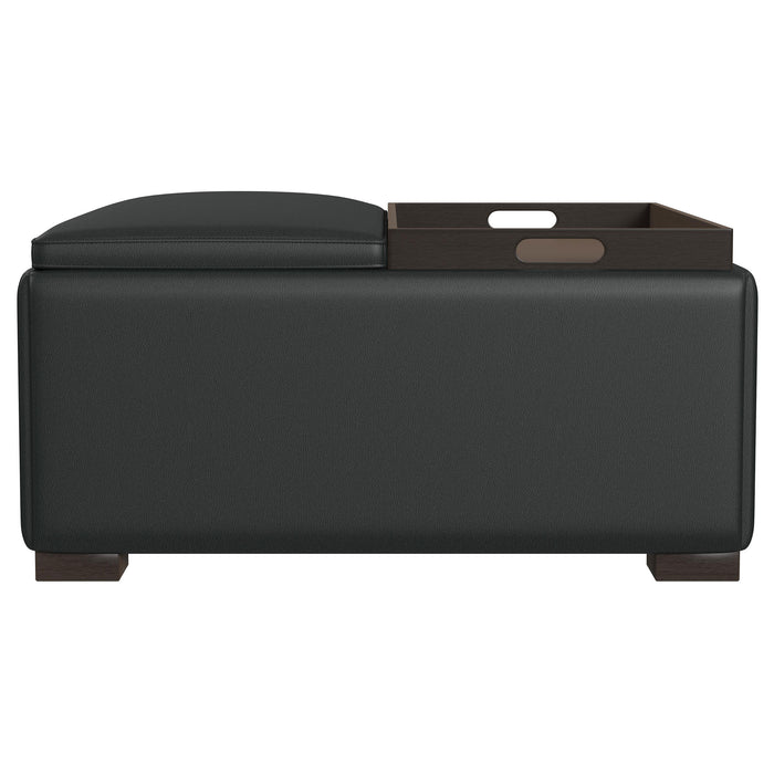 Paris Upholstered Storage Ottoman with Tray Black