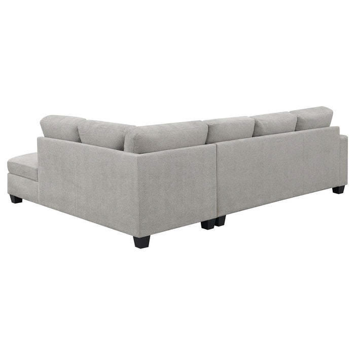 Whitson Upholstered Track Arm Sectional Chaise Sofa Stone