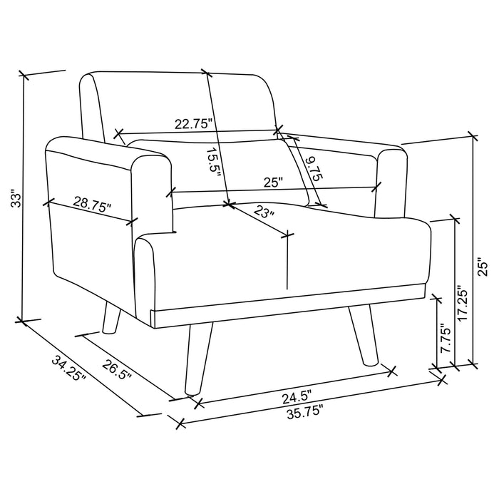 Blake 3-piece Upholstered Track Arm Sofa Set Sharkskin