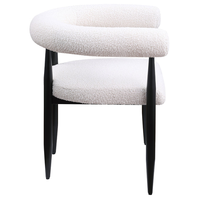 Dunmore Boucle Upholstered Dining Arm Chair Cream (Set of 2)