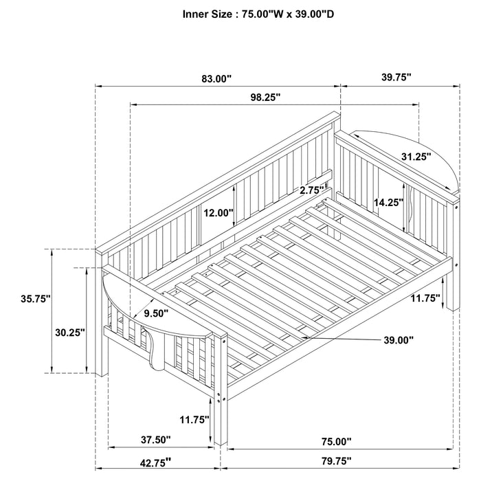 Bethany Wood Twin Daybed with Drop-down Tables White