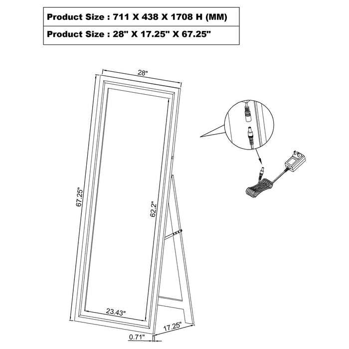 Windrose 28 x 67 Inch Tempered LED Standing Mirror White