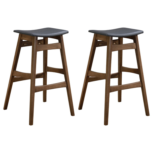 Finnick Tapered Legs Bar Stools Dark Grey and Walnut (Set of 2)