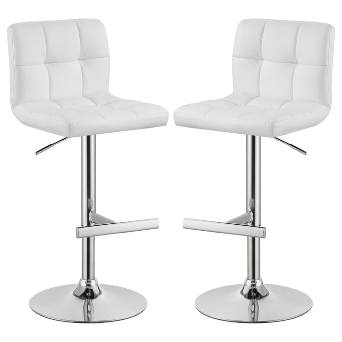 Lenny Upholstered Adjustable Bar Stool White (Set of 2)