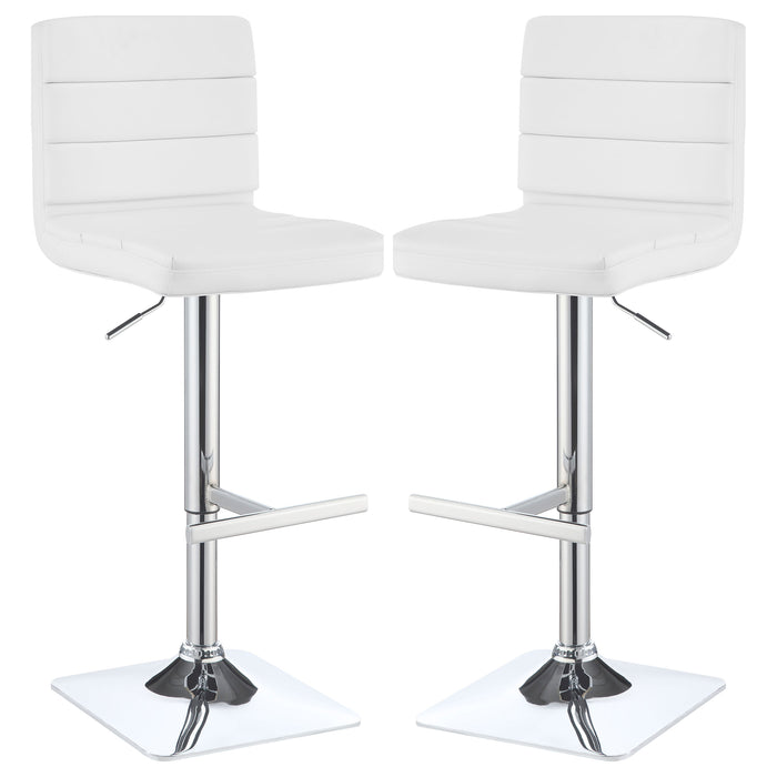 Bianca Upholstered Adjustable Bar Stool White (Set of 2)