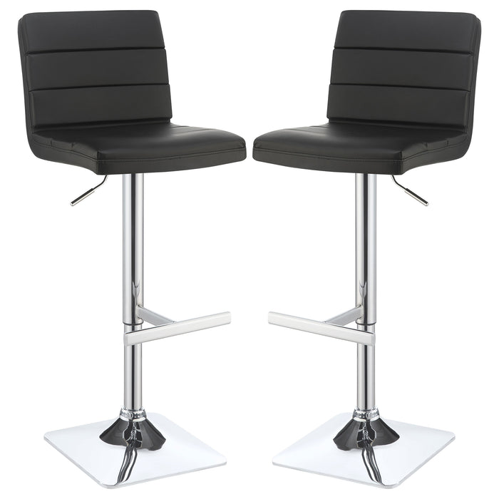 Bianca Upholstered Adjustable Bar Stool Black (Set of 2)