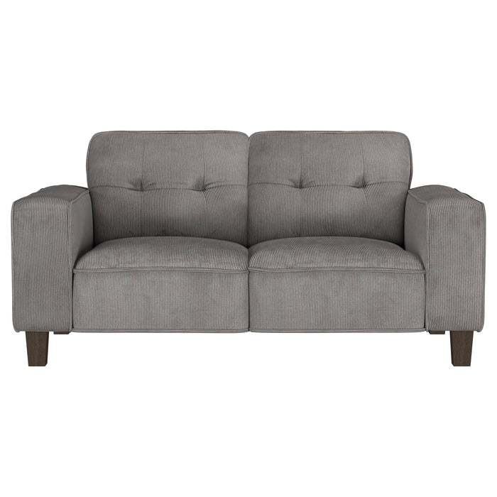 Deerhurst 2-piece Upholstered Track Arm Sofa Set Charcoal