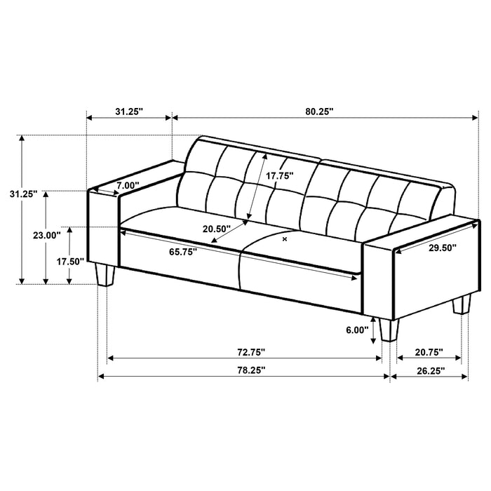 Deerhurst 2-piece Upholstered Track Arm Sofa Set Greige