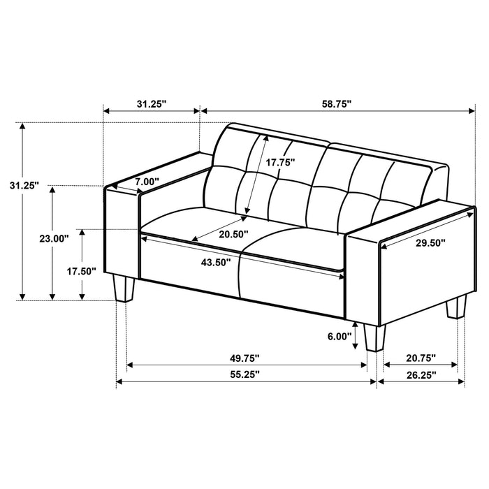 Deerhurst 3-piece Upholstered Track Arm Sofa Set Greige