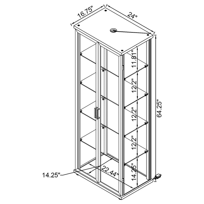 Aero 5-shelf Display Curio Cabinet with LED Lighting Black