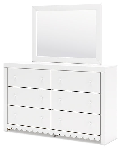 Mollviney Full Panel Bed with Mirrored Dresser