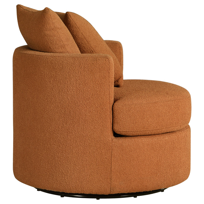 Debbie Upholstered Swivel Accent Chair Burnt Orange