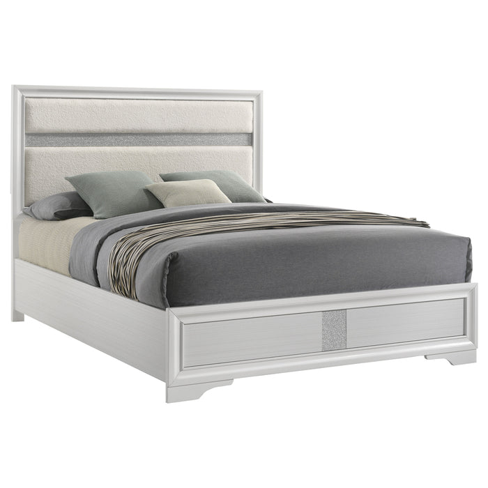 Miranda 54-inch Upholstered Eastern King Panel Bed White