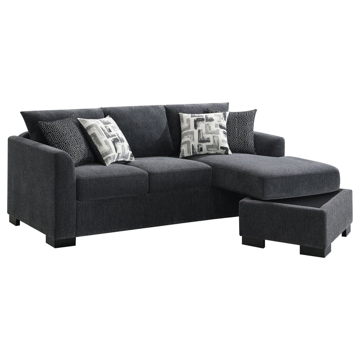 Storey Upholstered Sleeper Sectional Chaise Sofa Dark Grey