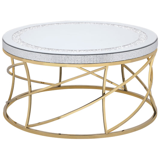 Elise Round Mirror Top Stainless Steel Coffee Table Gold